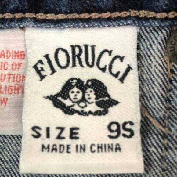 Fiorucci Flare Jeans Sailor Pockets Button Fly Bootcut Y2K VINTAGE Dark Denim 9S - Picture 11 of 13